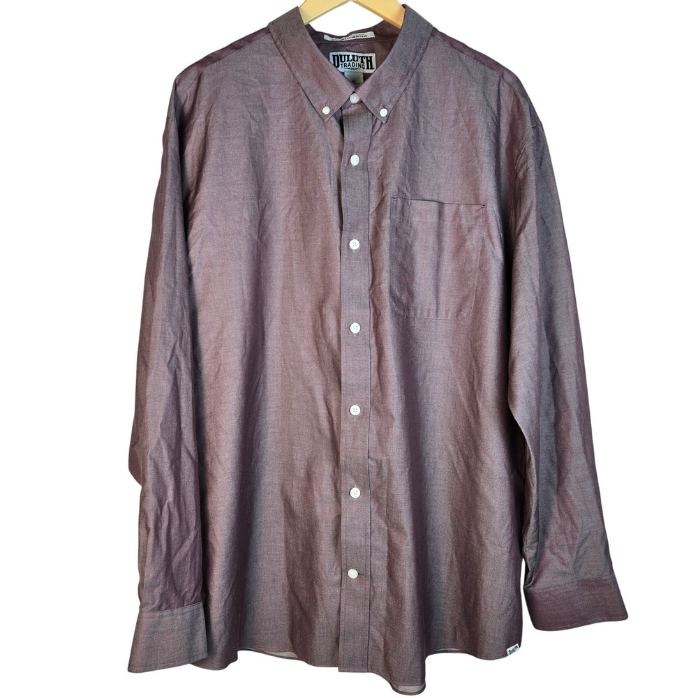 Duluth Trading Co Wrinklefighter Shirt Mens XL Relaxed Fit Burgundy 92105 BUR